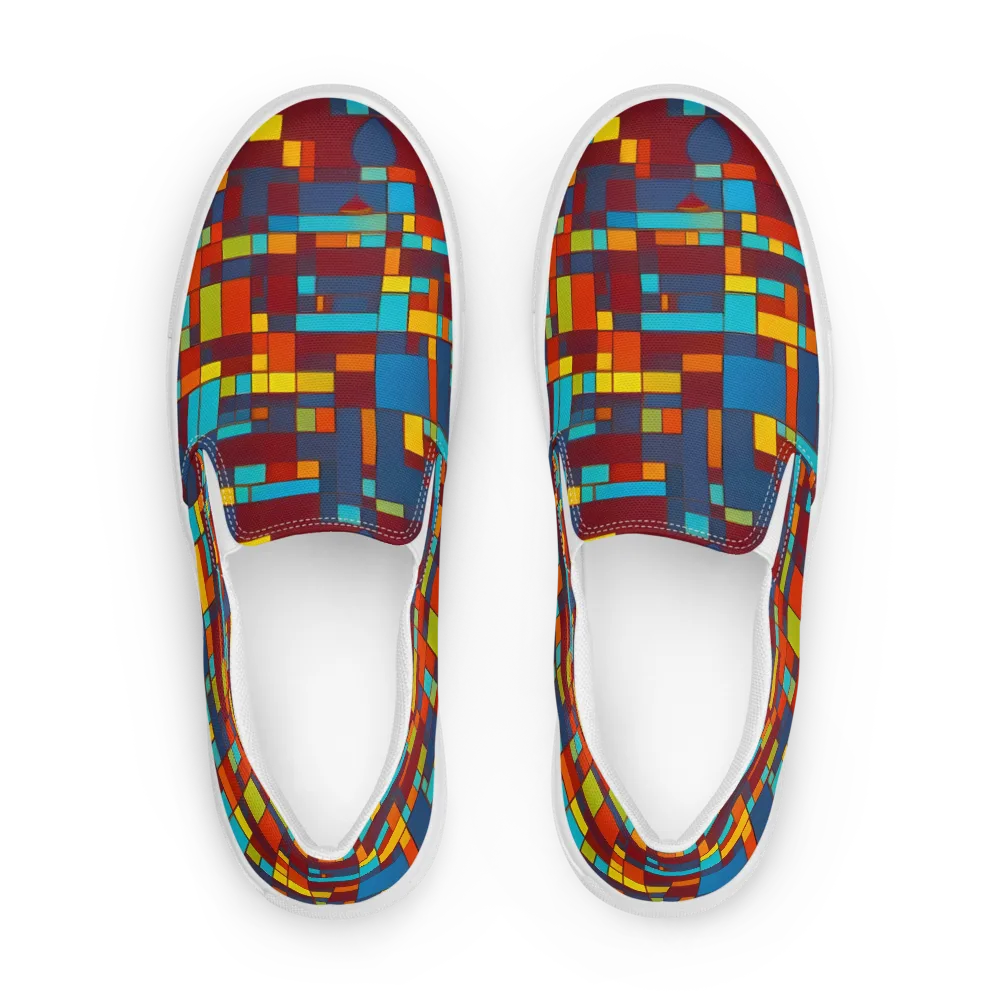 Astral Grid on Men's Slip-On Canvas Shoes — Front