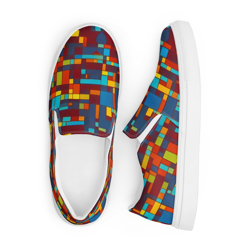 Astral Grid on Men's Slip-On Canvas Shoes — Front