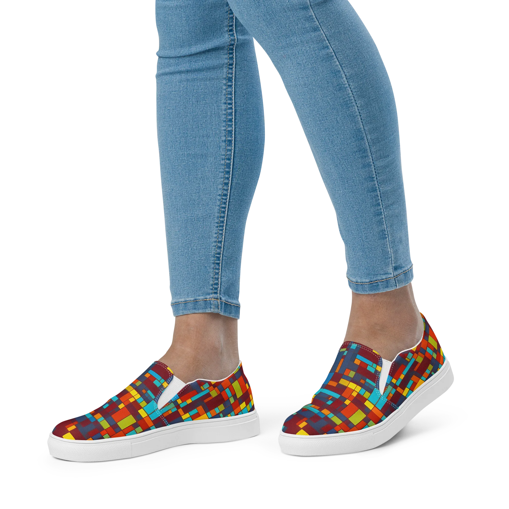 Astral Grid on Women's Slip-On Canvas Shoes — Front