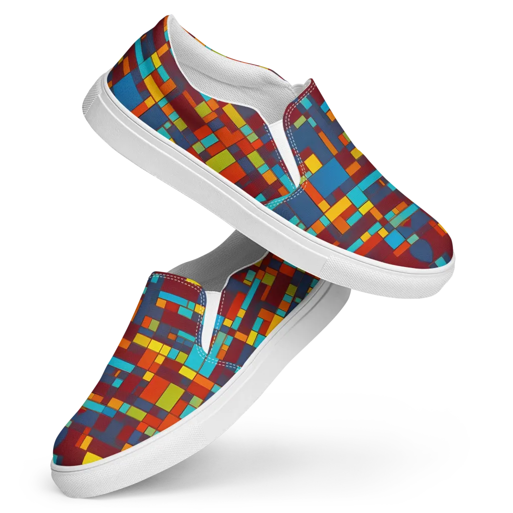 Astral Grid on Women's Slip-On Canvas Shoes — Front