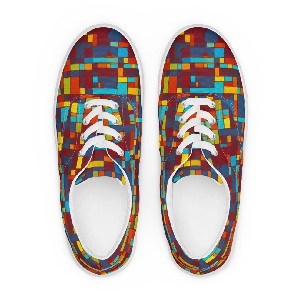 Astral Grid on Men's Lace-Up Canvas Shoes — Front