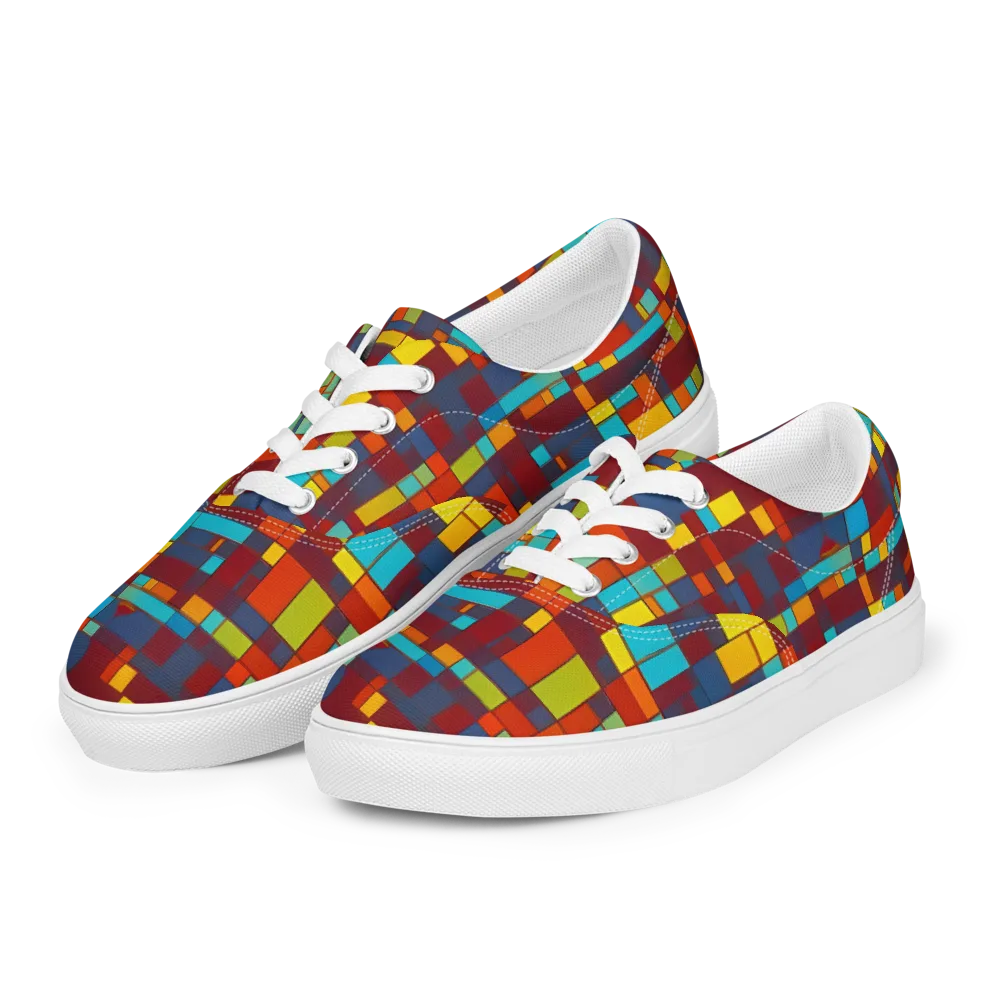 Astral Grid on Men's Lace-Up Canvas Shoes — Left Front
