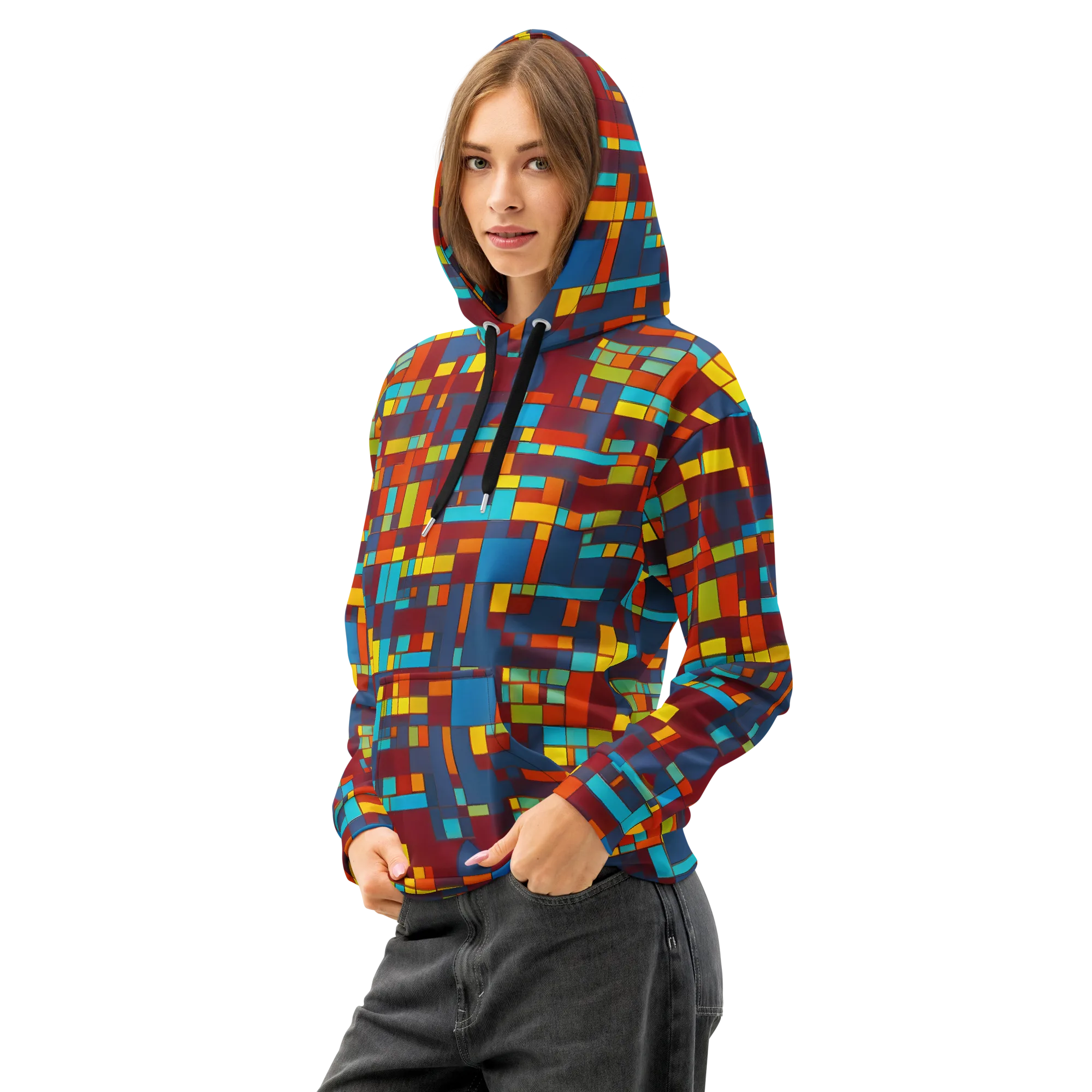 Astral Grid on Cotton Hoodie — Left Front