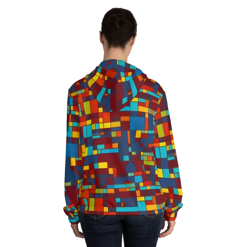 Astral Grid on Women's Full-Zip Hoodie — Back On Person