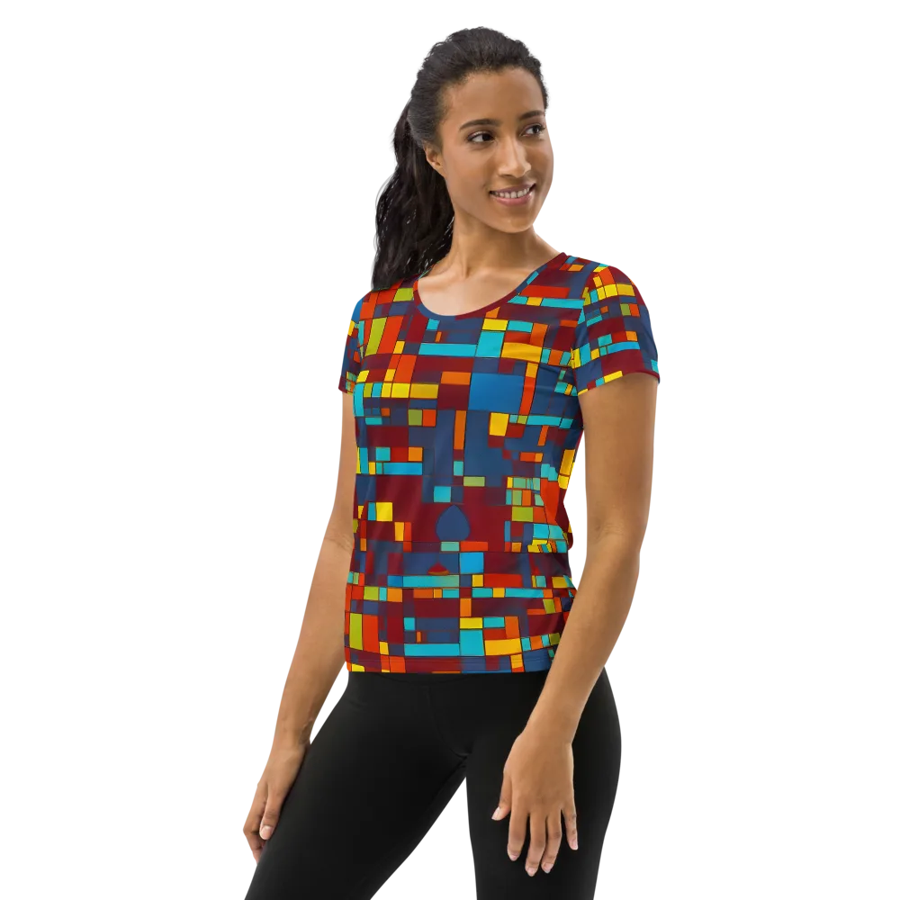 Astral Grid on Women's Athletic T-Shirt — Left