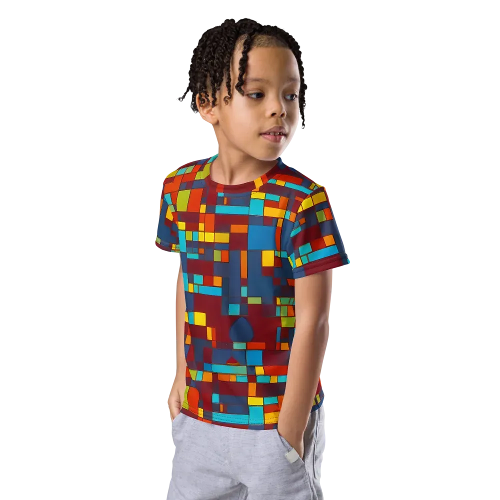 Astral Grid on Kids Crew Neck T-Shirt — Left Front