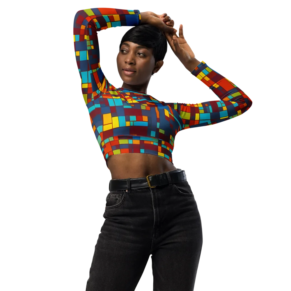 Astral Grid on Long Sleeve Crop Top — Front