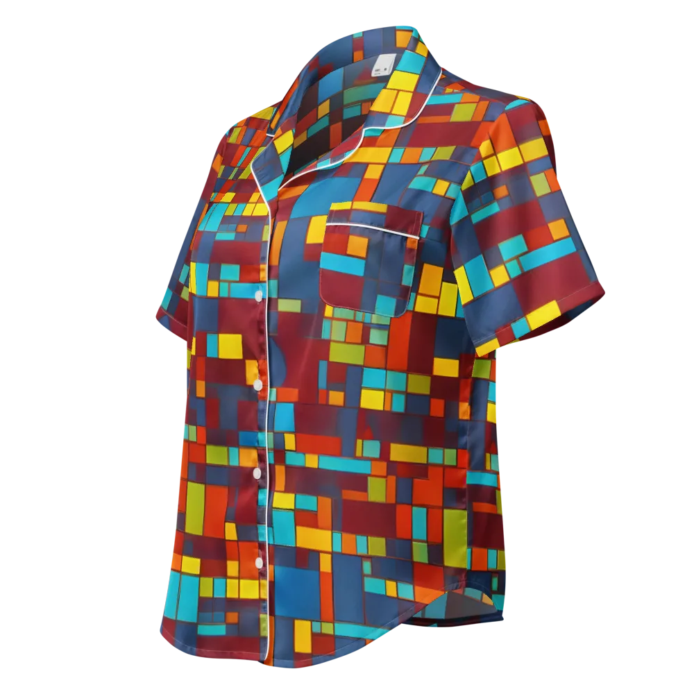 Astral Grid on Women's Short Sleeve Pajama Top — Left Front