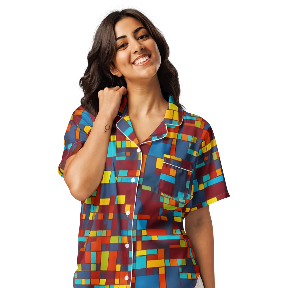 Astral Grid on Women's Short Sleeve Pajama Top — Front