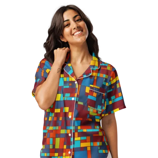 Astral Grid on a Women's Short Sleeve Pajama Top