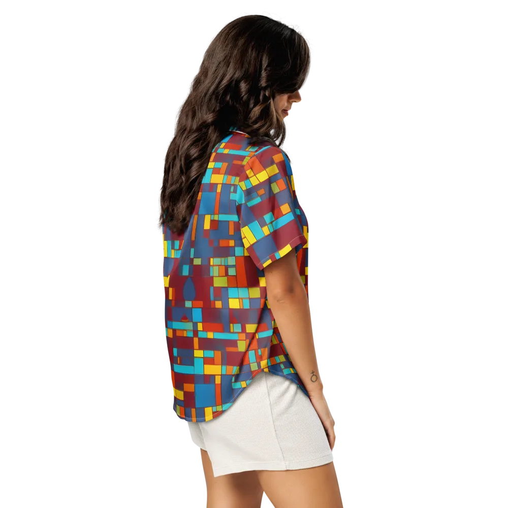 Astral Grid on Women's Short Sleeve Pajama Top — Right Back