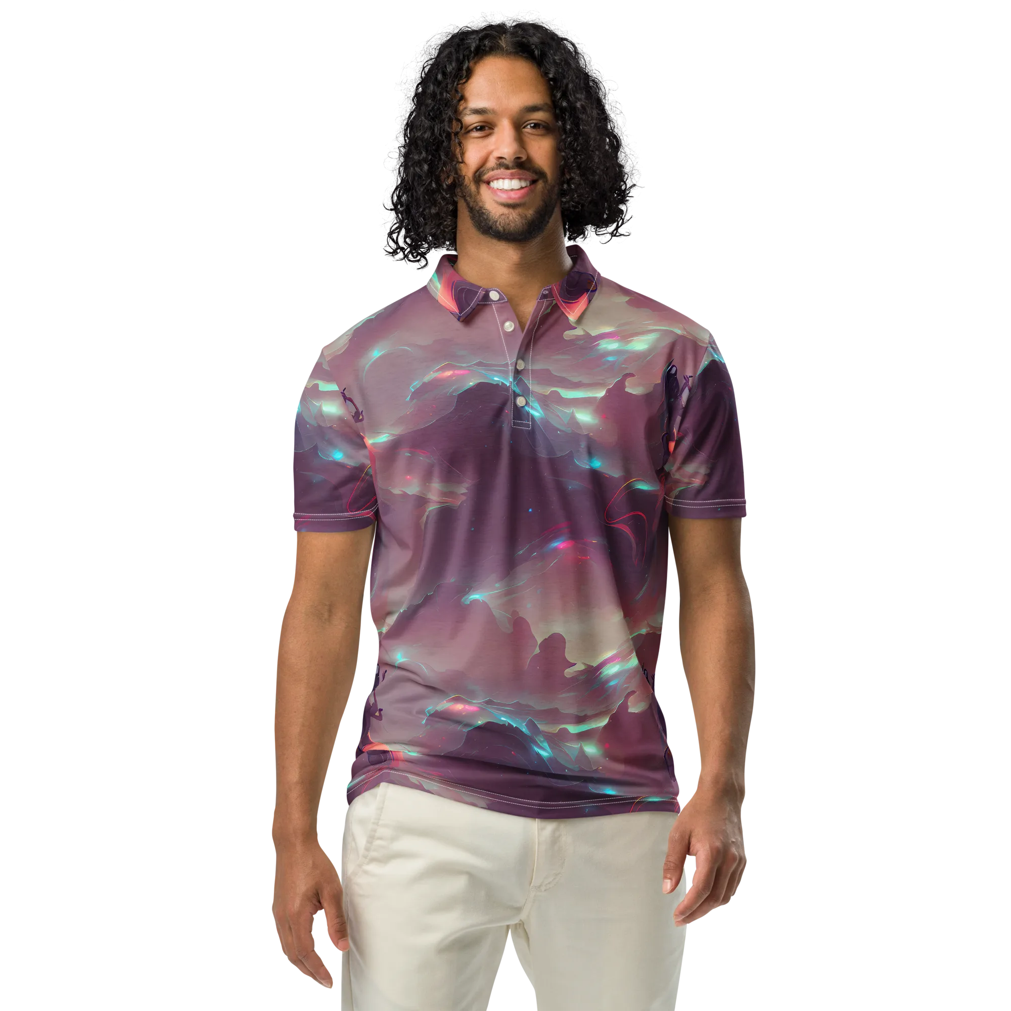 Astral Illusions on Men's Slim Fit Polo Shirt — Front