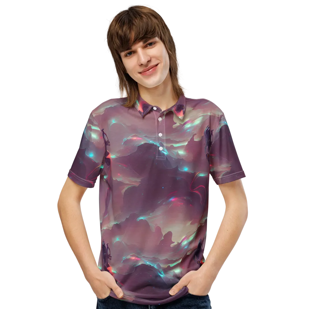 Astral Illusions on Men's Slim Fit Polo Shirt — Front