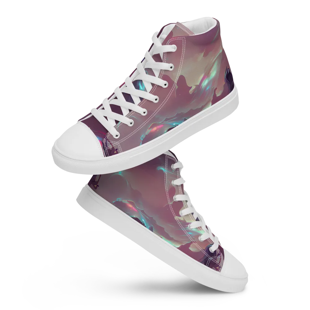 Astral Illusions on Men's High Top Canvas Shoes — Front