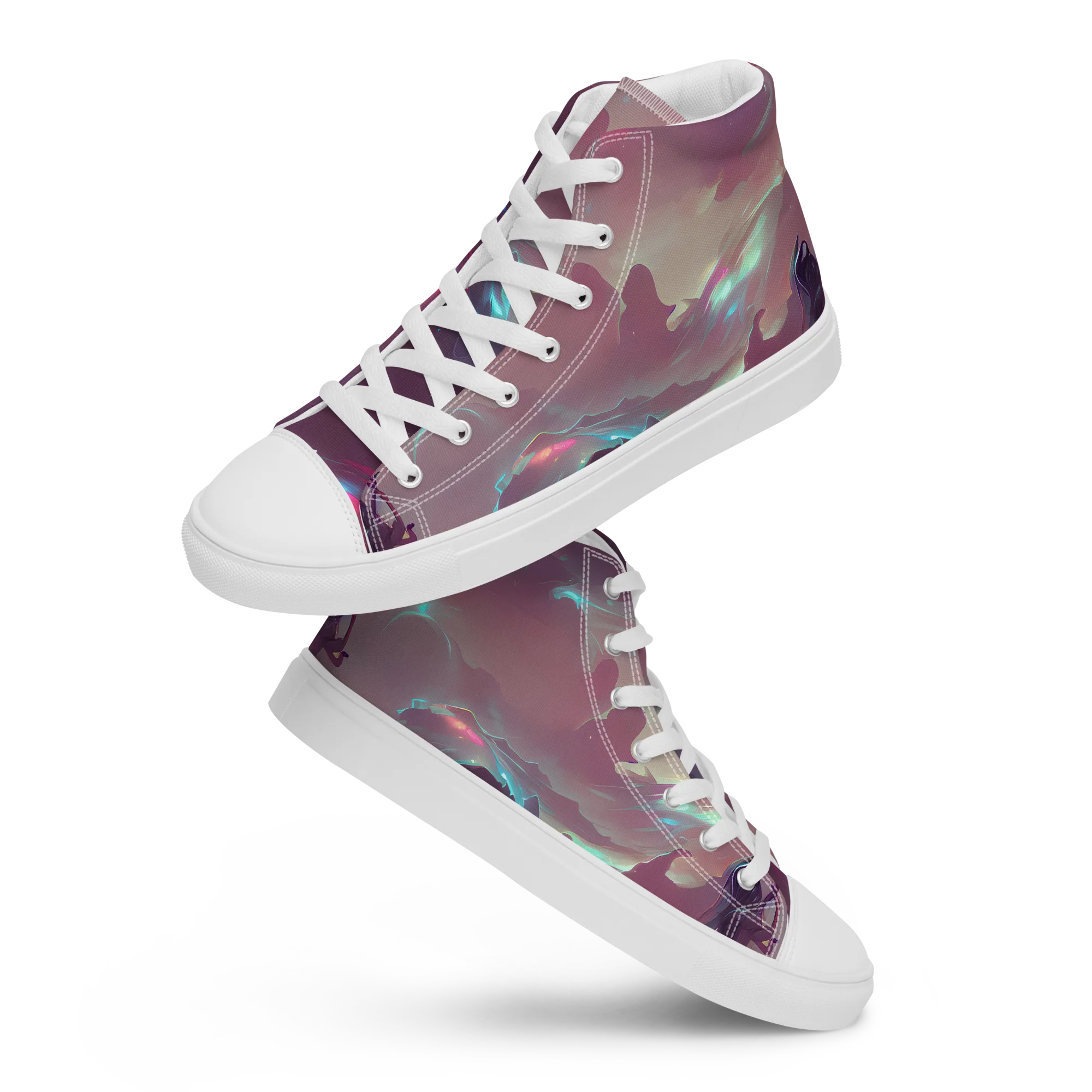 Astral Illusions on Women's High Top Canvas Shoes — Front
