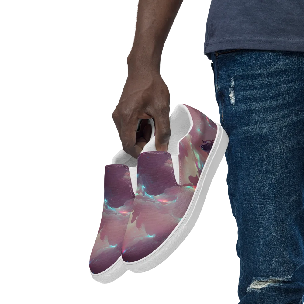 Astral Illusions on Men's Slip-On Canvas Shoes — Left Front