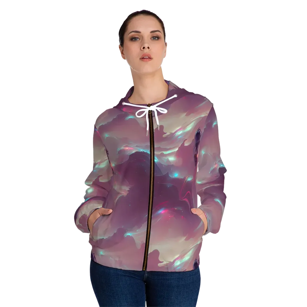 Astral Illusions on Women's Full-Zip Hoodie — Front On Person