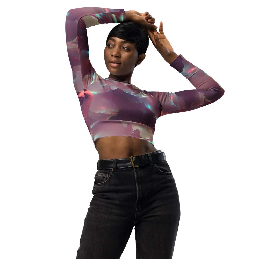Astral Illusions on Long Sleeve Crop Top — Front