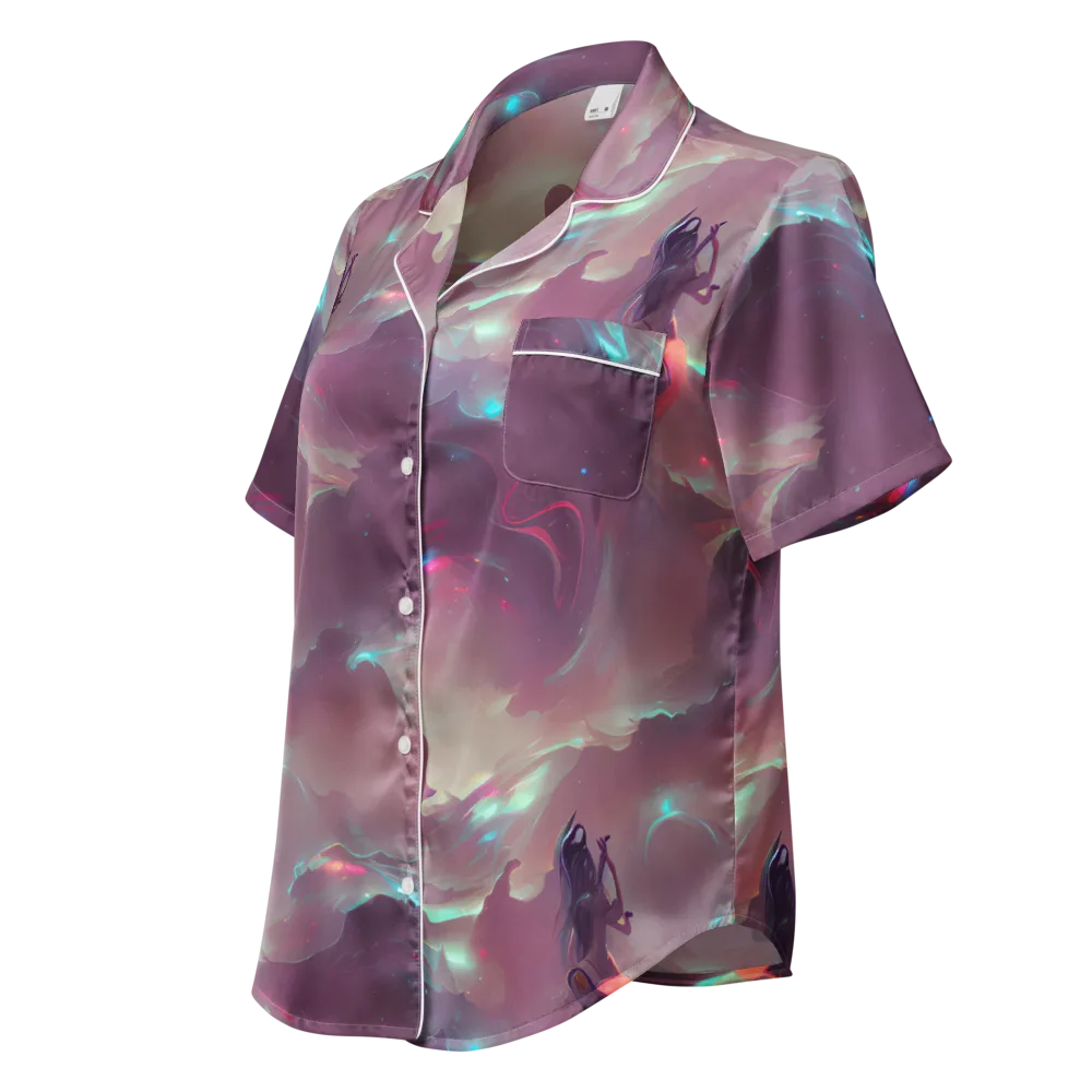 Astral Illusions on Women's Short Sleeve Pajama Top — Left Front