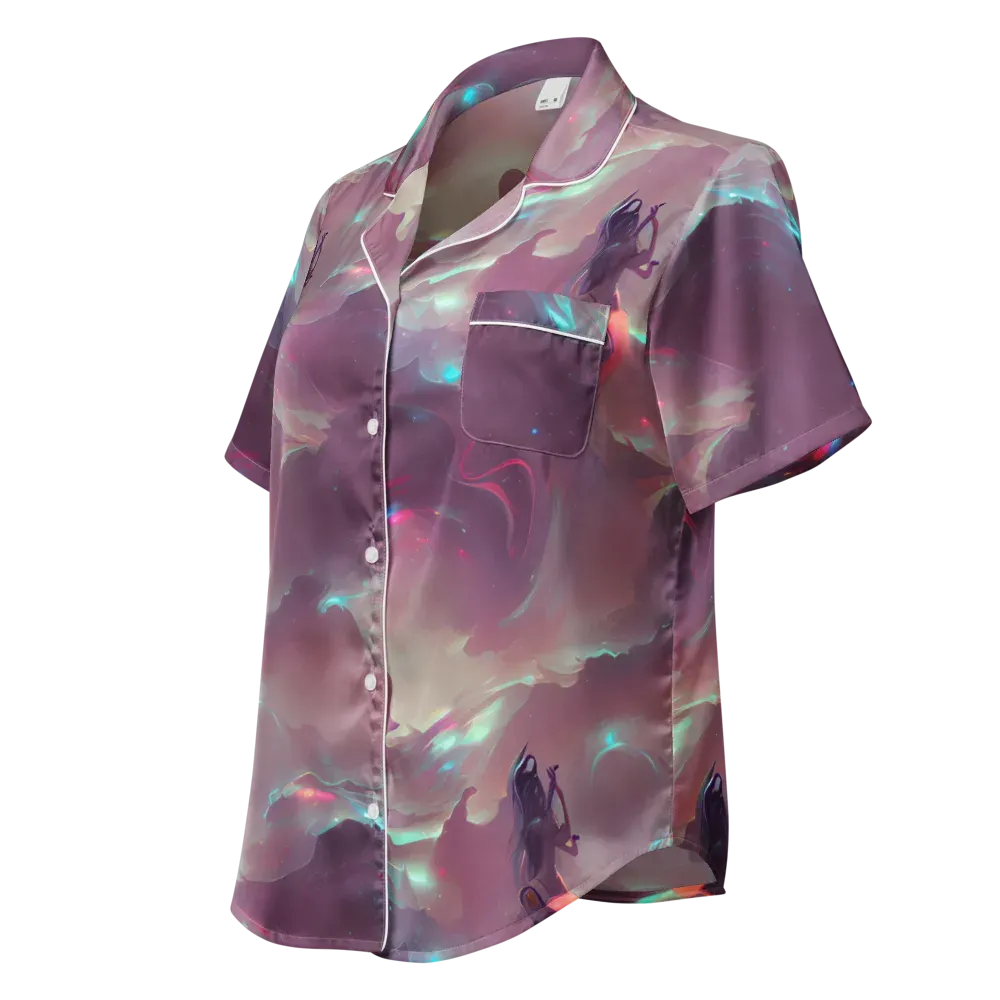 Astral Illusions on Women's Short Sleeve Pajama Top — Left Front
