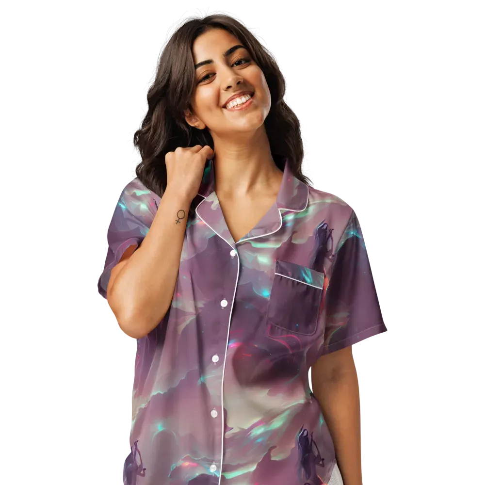 Astral Illusions on Women's Short Sleeve Pajama Top — Front