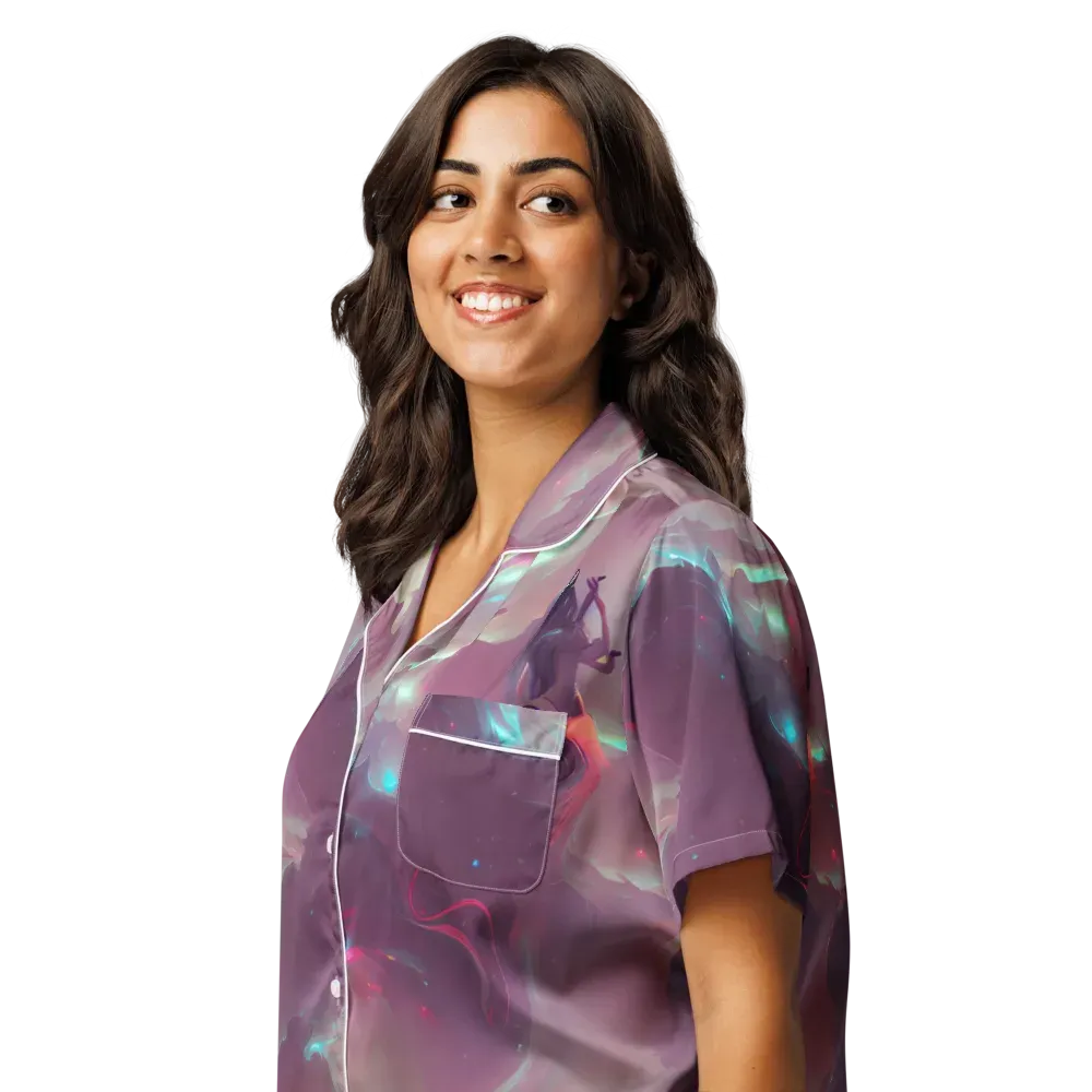 Astral Illusions on Women's Short Sleeve Pajama Top — Left Front