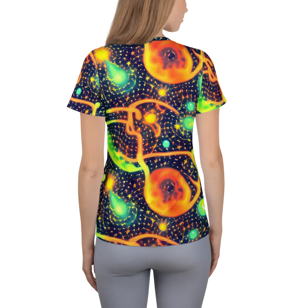Coorte's Cosmos on Women's Athletic T-Shirt — Back