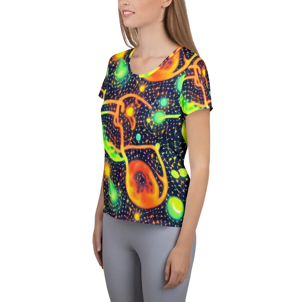 Coorte's Cosmos on Women's Athletic T-Shirt — Left