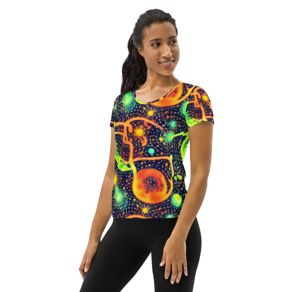 Coorte's Cosmos on Women's Athletic T-Shirt — Left