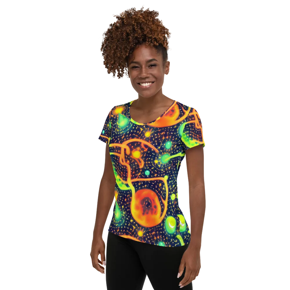 Coorte's Cosmos on Women's Athletic T-Shirt — Left