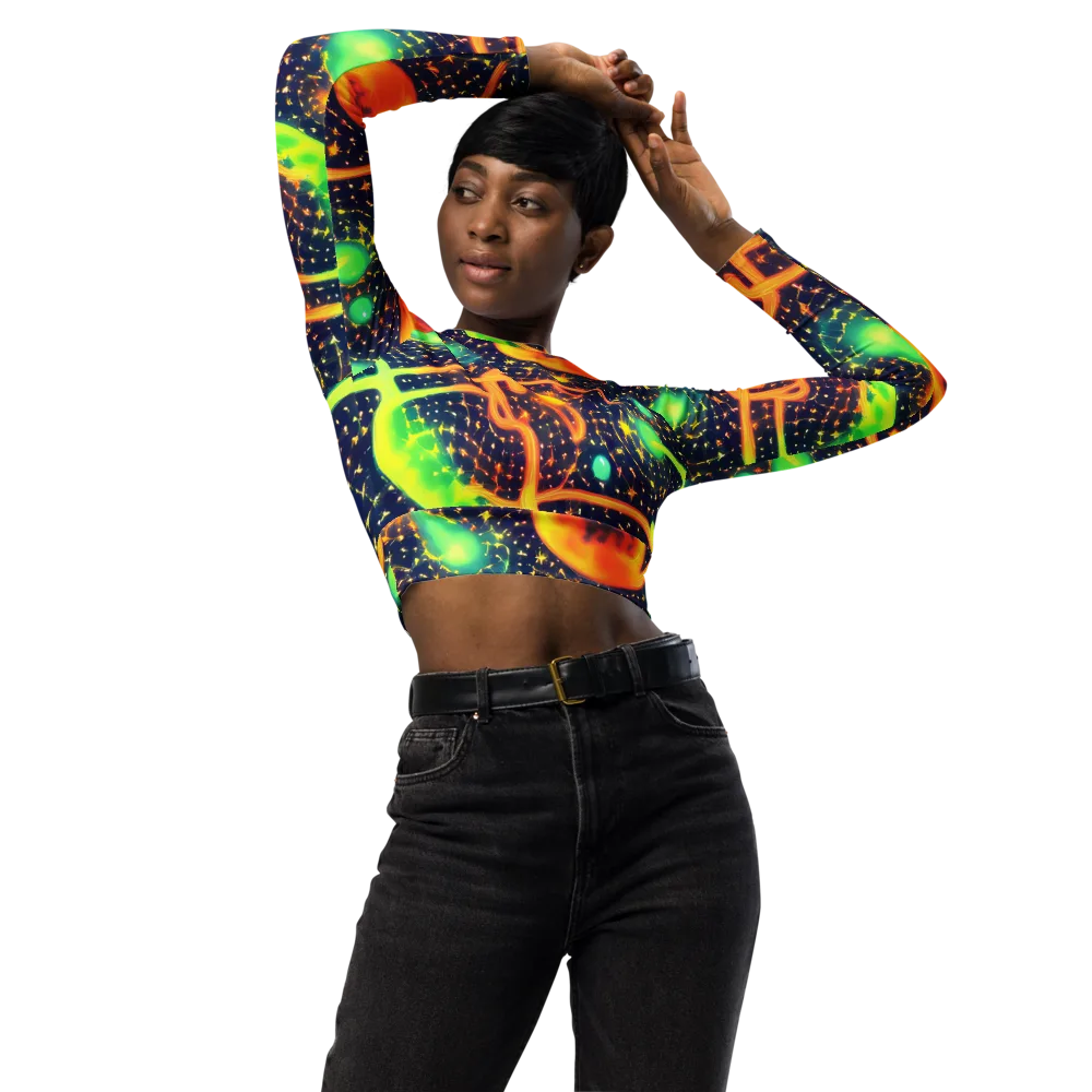 Coorte's Cosmos on Long Sleeve Crop Top — Front