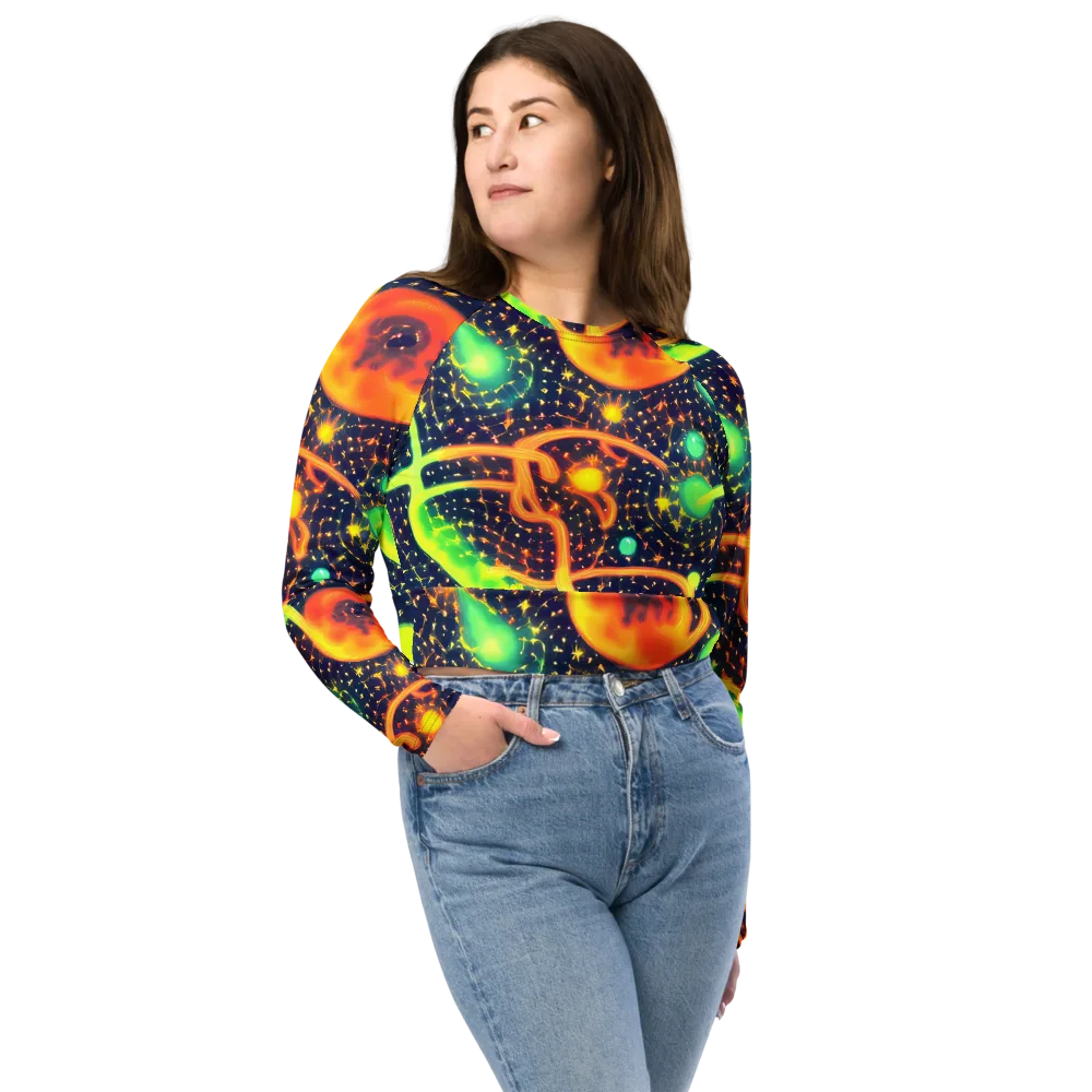 Coorte's Cosmos on Long Sleeve Crop Top — Front