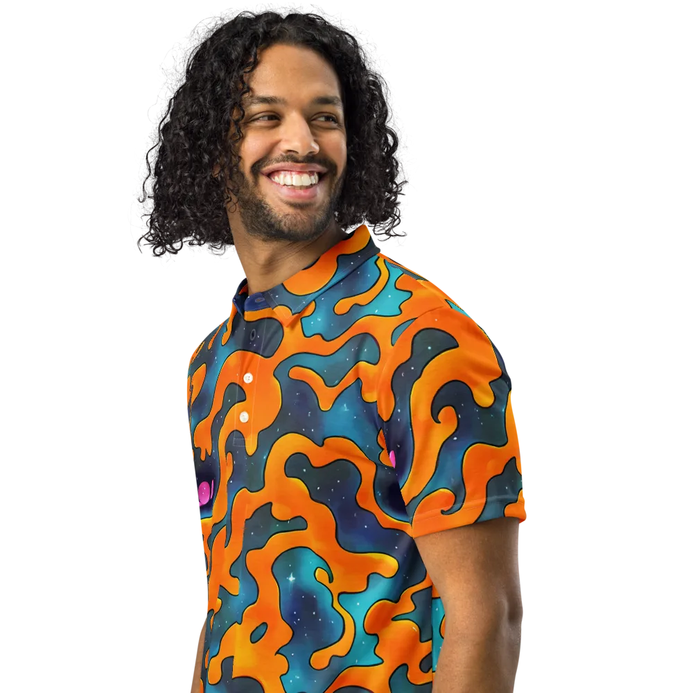 Criswell Cosmos on Men's Slim Fit Polo Shirt — Left Front