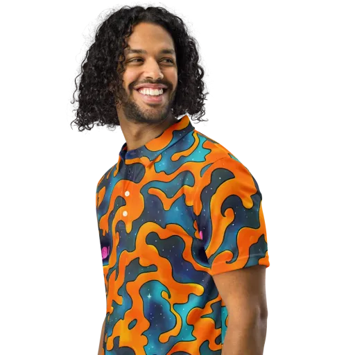 Criswell Cosmos on a Men's Slim Fit Polo Shirt