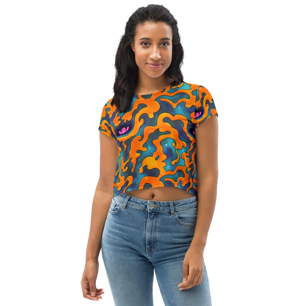 Criswell Cosmos on Crop Tee — Front