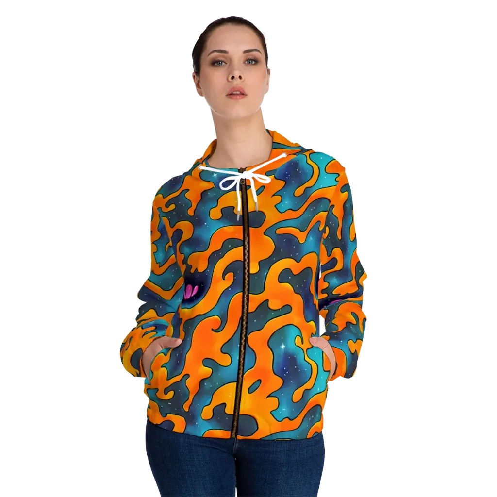 Criswell Cosmos on Women's Full-Zip Hoodie — Front On Person