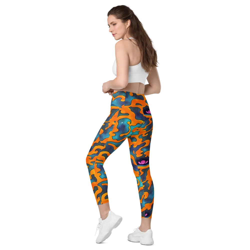 Criswell Cosmos on Leggings with Pockets — Left Back