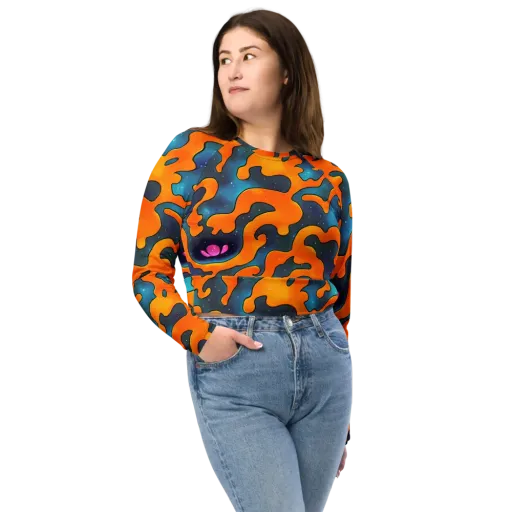 Criswell Cosmos on a Long Sleeve Crop Top