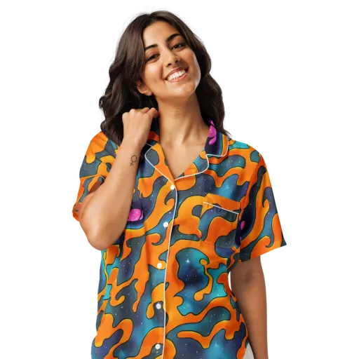 Criswell Cosmos on a Women's Short Sleeve Pajama Top