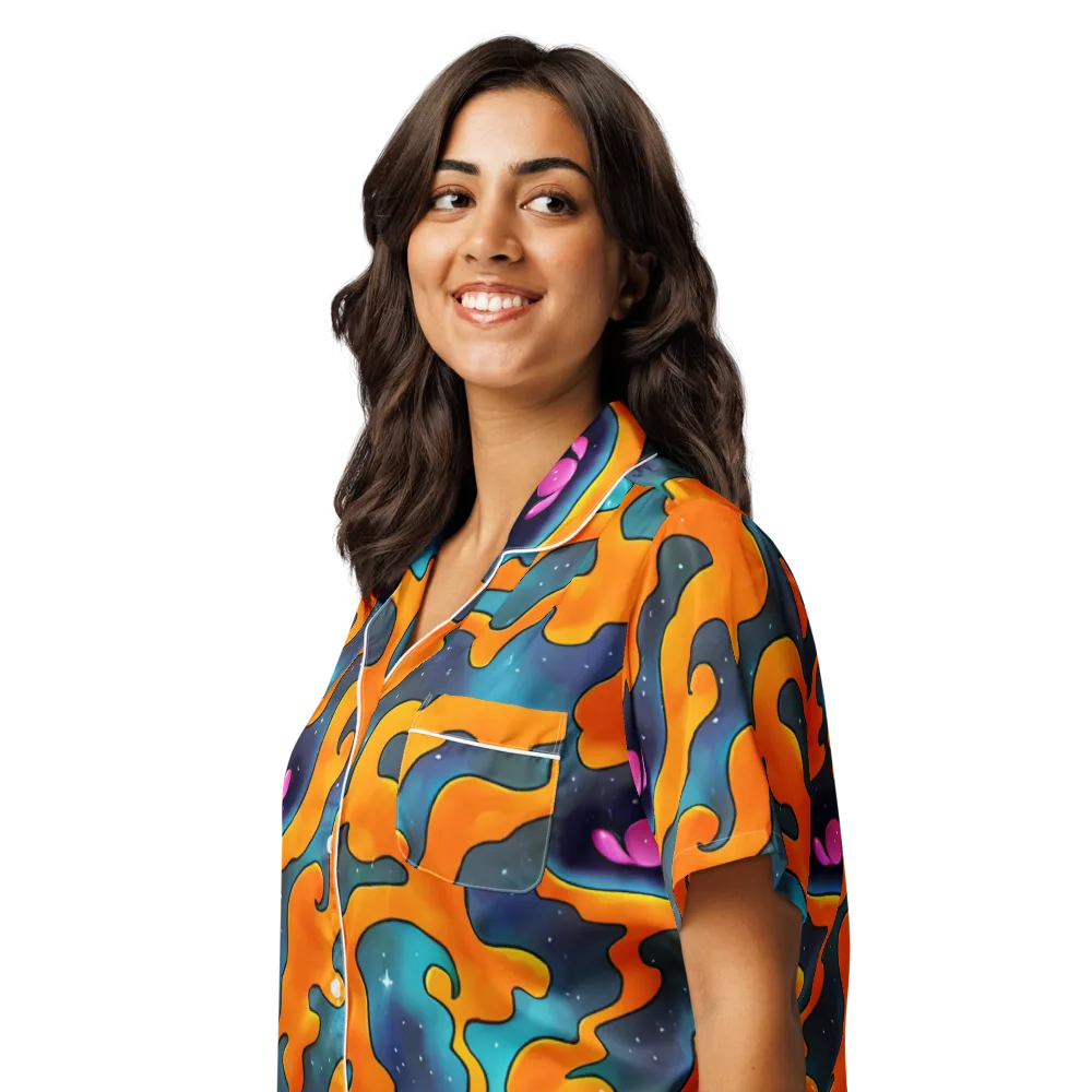 Criswell Cosmos on Women's Short Sleeve Pajama Top — Left Front