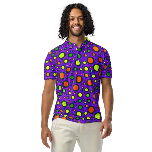 Luminous Bubbles on a Men's Slim Fit Polo Shirt
