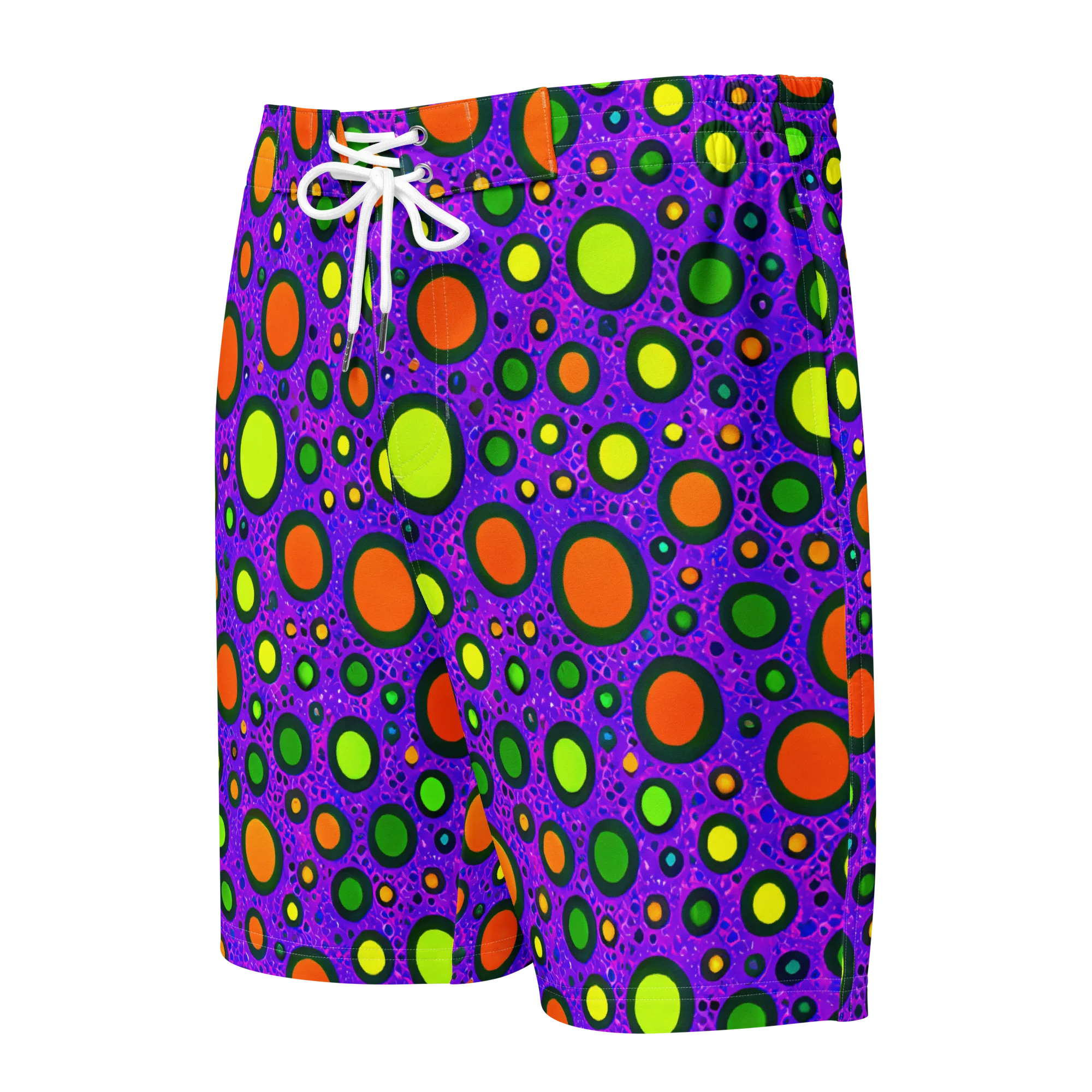 Luminous Bubbles on Men's Board Shorts — Front
