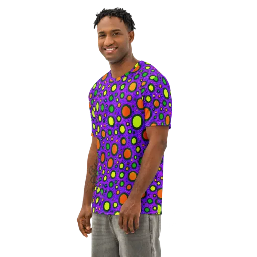 Luminous Bubbles on a Men's Cotton Crew Neck T-Shirt