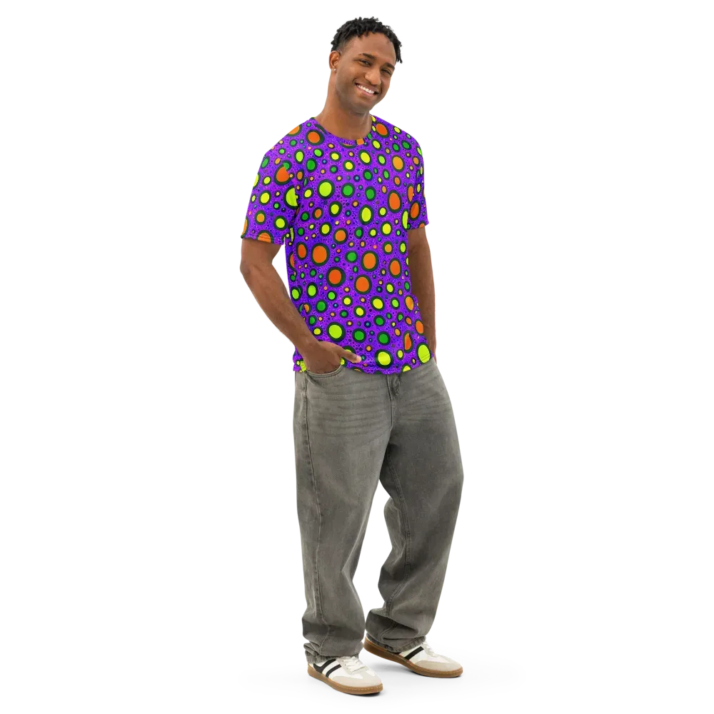 Luminous Bubbles on Men's Cotton Crew Neck T-Shirt — Right Front