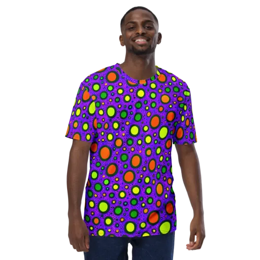 Luminous Bubbles on a Men's Crew Neck T-Shirt