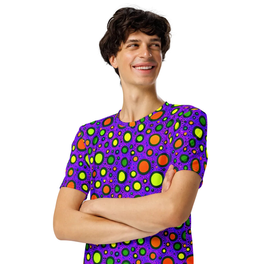Luminous Bubbles on Men's Crew Neck T-Shirt — Left Front