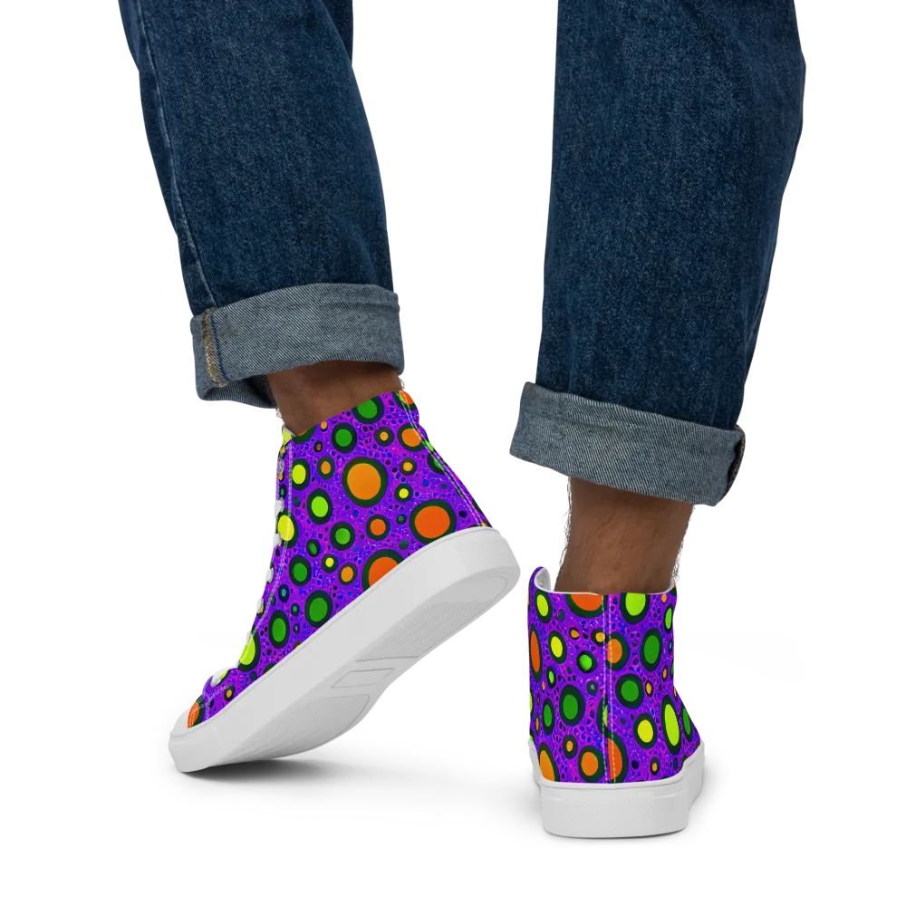 Luminous Bubbles on Men's High Top Canvas Shoes — Back