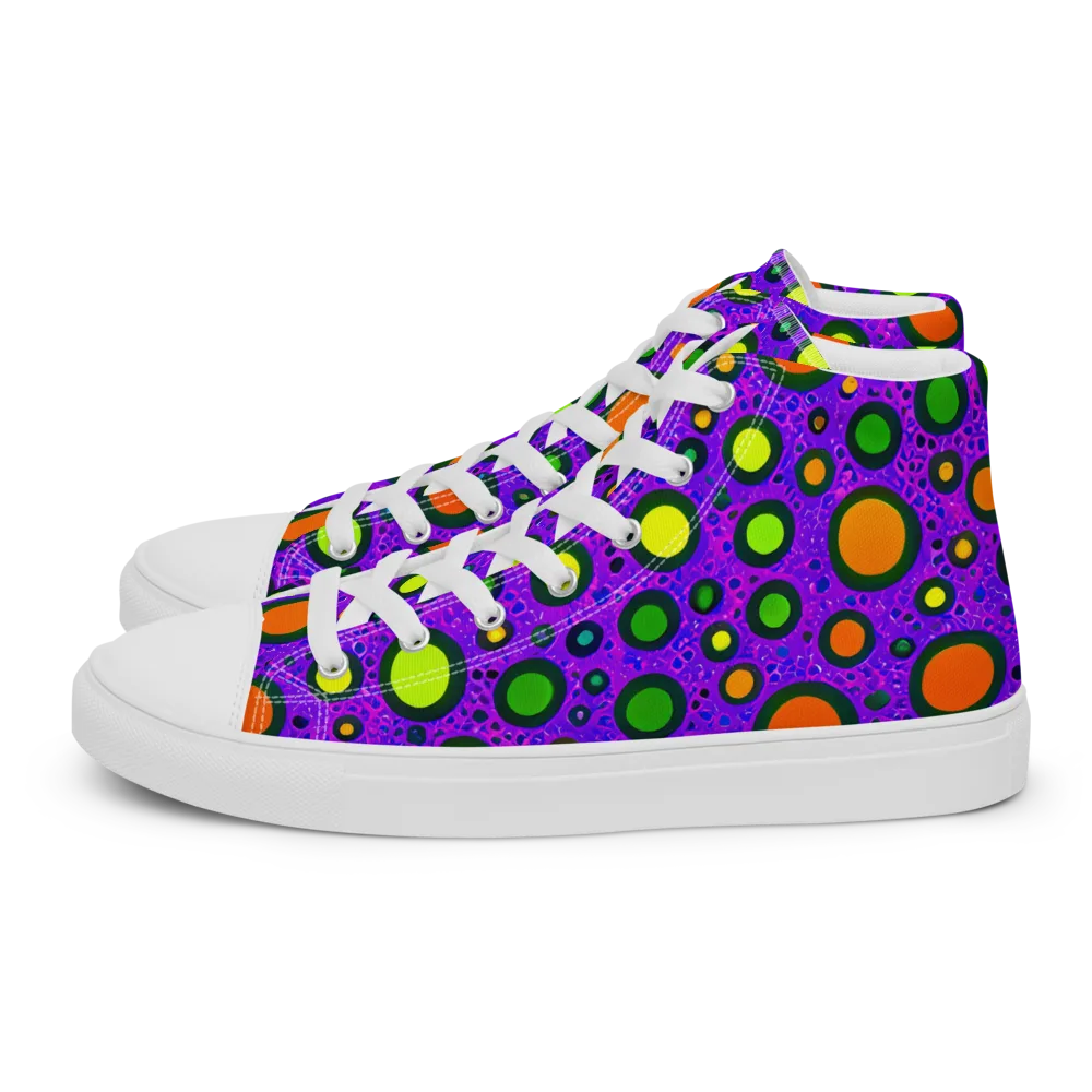 Luminous Bubbles on Women's High Top Canvas Shoes — Left