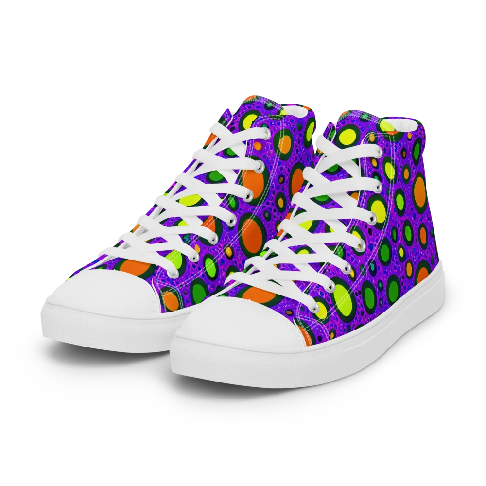 Luminous Bubbles on Women's High Top Canvas Shoes — Left Front