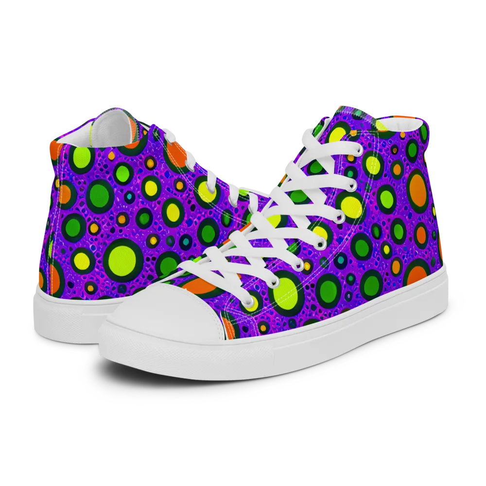 Luminous Bubbles on Women's High Top Canvas Shoes — Left
